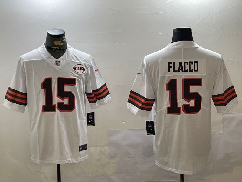 Men Cleveland Browns #15 Flacco White Second generation 2024 Nike Limited NFL Jersey style 3->los angeles lakers->NBA Jersey